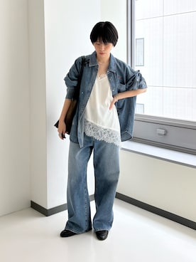「URBAN RESEARCH（アーバンリサーチ）の『別注』PICCADILLY×URBAN RESEARCH　刺繍デニムシャツ（シャツ/ブラウス、ブルー系）」を使った、mackeyさん（レディース・160cm）の夏コーディネート