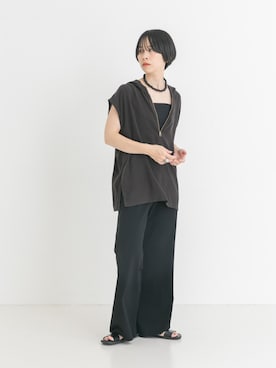 「ウェーブ×カジュアル」｜mackeyさん（レディース・160cm）の夏コーディネート