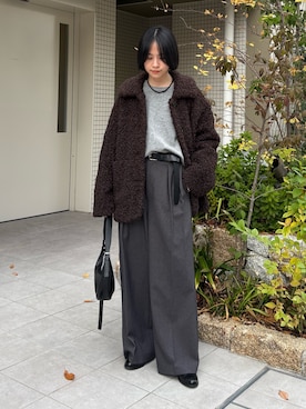 「URBAN RESEARCH（アーバンリサーチ）のウール100 クルーネックソフトニット（ニット/セーター）」を使った、mackeyさん（レディース・160cm）の冬コーディネート