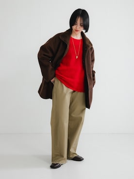 「アイテム（ムートンコート）」を使った、mackeyさん（レディース・160cm）の冬コーディネート