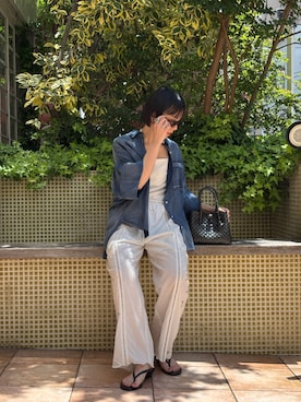 「URBAN RESEARCH（アーバンリサーチ）のdecor『デコール』　EYEWEAR ROUND SUN（メガネ、ブラウン系）」を使った、mackeyさん（レディース・160cm）の夏コーディネート