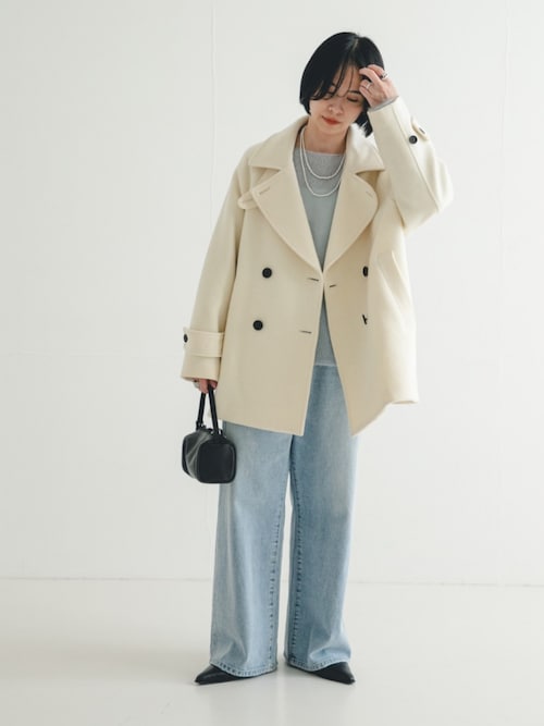 新品・タグ付き★アーバンリサーチスーパー100メルトンPコートTOP BEIGE URBAN RESEARCH（アーバンリサーチ） スーパー100メルトンPコート