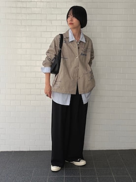 「URBAN RESEARCH（アーバンリサーチ）のダブルボタンコットンヴィスコースシャツ（シャツ/ブラウス）」を使った、mackeyさん（レディース・160cm）の秋コーディネート