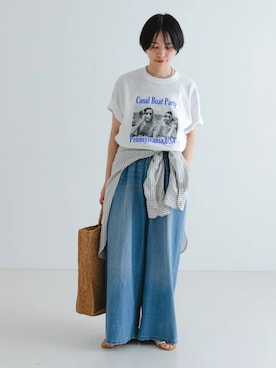 「ウェーブ×カジュアル」｜mackeyさん（レディース・160cm）の夏コーディネート