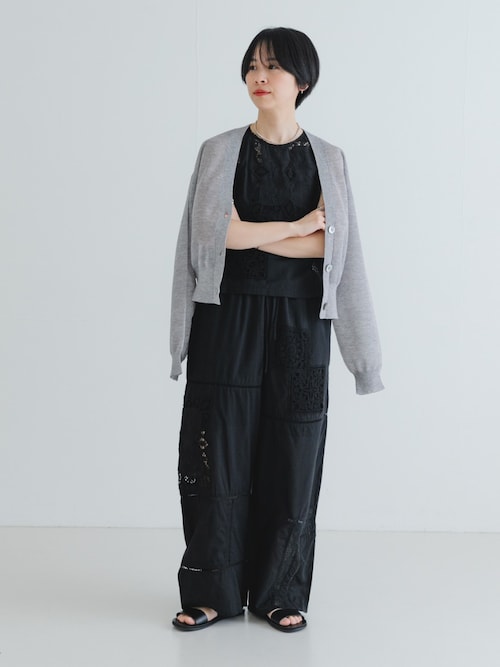 new basic　リネン混スポンディッシュニットカーディガン