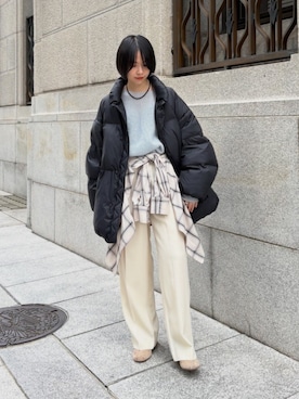 「アイテム（ダウンジャケット/コート）」を使った、mackeyさん（レディース・160cm）の秋コーディネート