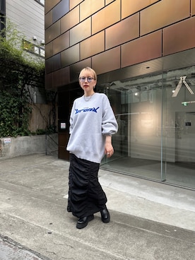 「ロゴニット」｜「アイテム（トップス）」を使った、Nozomiさん（レディース・161cm）の夏コーディネート