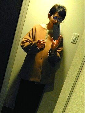 「NANO universe（ナノユニバース）のアイテム（ノーカラージャケット）」を使った、さやかっぺさん（レディース・153cm）の冬コーディネート