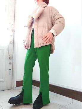 「出勤コーデ」｜「アイテム（ダウンジャケット/コート）」を使った、pikataさん（レディース・155cm）の冬コーディネート