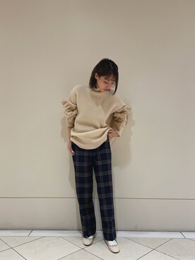「チェック柄に恋してる」｜「アイテム（バレエシューズ）」を使った、hironaさん（レディース・161cm）の秋コーディネート
