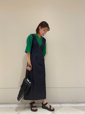 「URBAN RESEARCH（アーバンリサーチ）のアイテム（ジャンパースカート）」を使った、hironaさん（レディース・161cm）の夏コーディネート