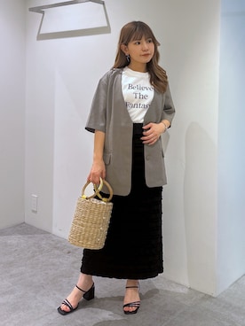 「FREE'S MART（フリーズマート）のアイテム（ノーカラージャケット）」を使った、yuiさん（レディース・149cm）の夏コーディネート