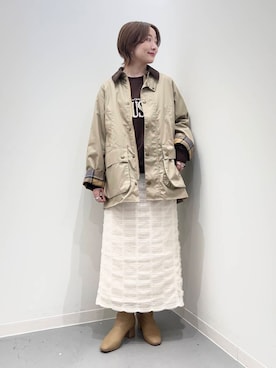 「Barbour（バブアー）の『別注』Barbour　BEDALE（その他アウター）」を使った、risaさん（レディース・153cm）の秋コーディネート
