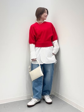 「URBAN RESEARCH（アーバンリサーチ）のバンドカラーコットンストライプシャツ（Tシャツ/カットソー）」を使った、risaさん（レディース・153cm）の秋コーディネート