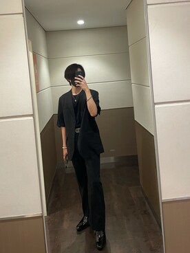 「PUBLUX（パブリュクス）のアイテム（スラックス）」を使った、たけるさん（メンズ・175cm）の夏コーディネート