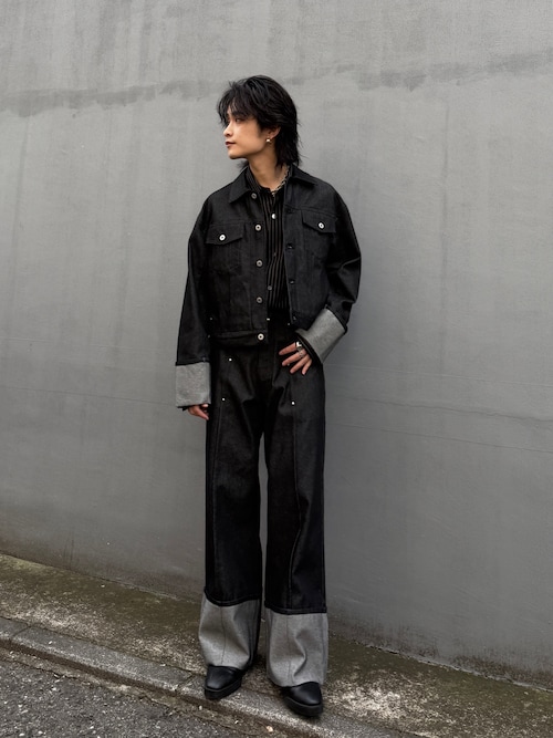 セール】【Neucon】ROLL UP TUCK WIDE STRAIGHT DENIM / ロールアップ