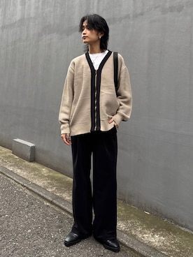 「Lui's（ルイス）のコードピケイージーパンツ（その他パンツ、ブラック系）」を使った、れちおさん（メンズ・173cm）の春コーディネート