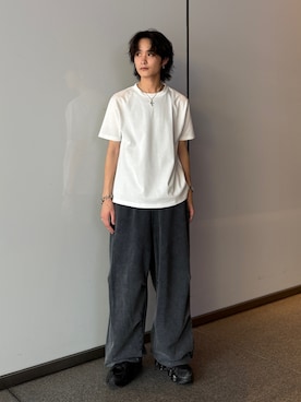 「Lui's（ルイス）のサマーミラノBIGTシャツ（Tシャツ/カットソー、ホワイト系）」を使った、れちおさん（メンズ・173cm）の夏コーディネート