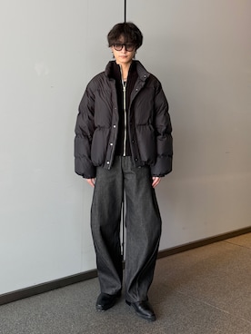 「Lui's（ルイス）のボリュームショートダウンブルゾン（ダウンジャケット/コート、ブラック系）」を使った、れちおさん（メンズ・173cm）の秋コーディネート