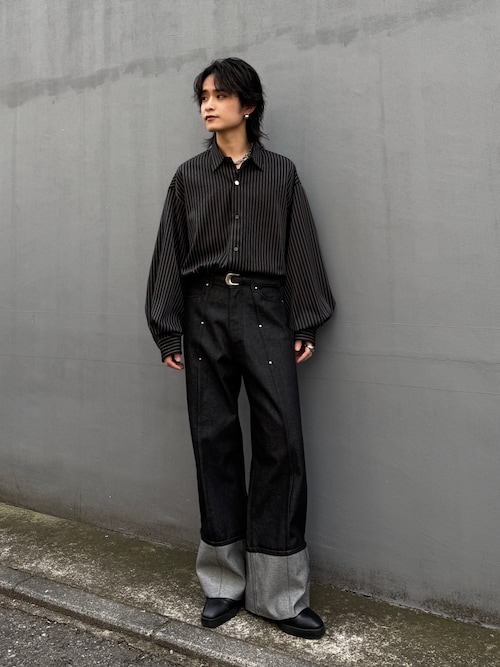セール】【Neucon】ROLL UP TUCK WIDE STRAIGHT DENIM / ロールアップ