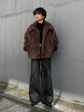 「Lui's（ルイス）の【Neucon】OVERTOP FAUX FUR JACKET / オーバートップファーブルゾン / ジャケット（ブルゾン、ブラウン系）」を使った、れちおさん（メンズ・173cm）の秋コーディネート