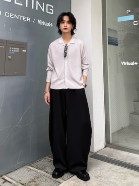 「Lui's（ルイス）のアートピケバルーンイージーパンツ（その他パンツ、ブラック系）」を使った、れちおさん（メンズ・173cm）の夏コーディネート