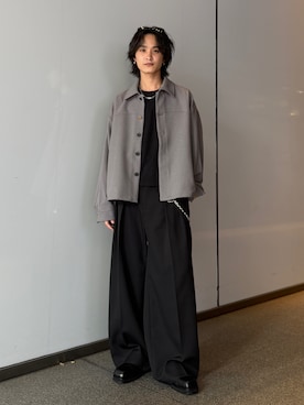 「Lui's（ルイス）のジョーゼットブルゾン（ブルゾン、グレー系）」を使った、れちおさん（メンズ・173cm）の夏コーディネート