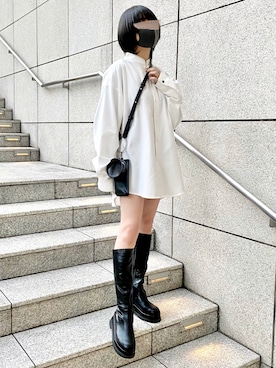 「チャイナシャツ」｜「アイテム（財布/小物）」を使った、てんさん（レディース・155cm）の冬コーディネート