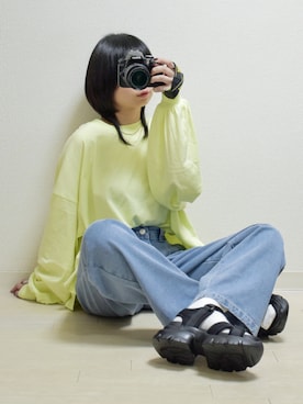 「イエローコーデ」｜「アイテム（その他）」を使った、てんさん（レディース・155cm）の夏コーディネート