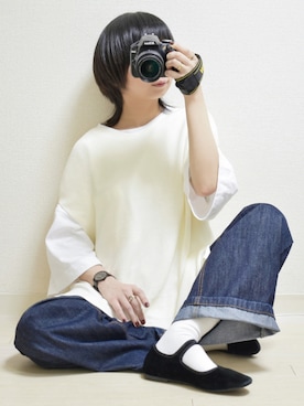 「SVEC（シュベック）のカンフーシューズ kung fu Shoes / ストラップパンプス（バレエシューズ）」を使った、てんさん（レディース・155cm）の夏コーディネート