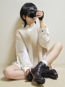 「アイテム（ベスト）」を使った、てんさん（レディース・155cm）の秋コーディネート