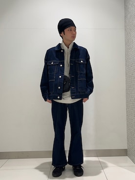 「SMELLY（スメリー）のアイテム（帽子）」を使った、4yato Komatsubaraさん（メンズ・172cm）の冬コーディネート