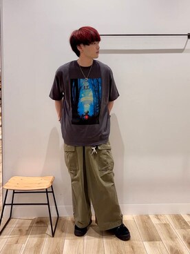 「アイテム（Tシャツ/カットソー、その他）」を使った、4yato Komatsubaraさん（メンズ・172cm）の夏コーディネート