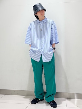 「SMELLY（スメリー）のアイテム（帽子）」を使った、4yato Komatsubaraさん（メンズ・172cm）の夏コーディネート