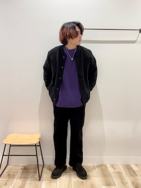 「アイテム（スリッポン）」を使った、4yato Komatsubaraさん（メンズ・172cm）の秋コーディネート