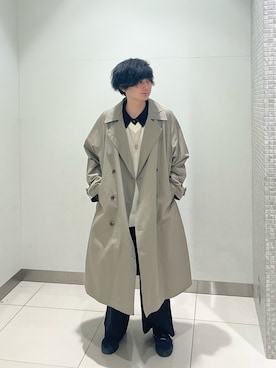 「ニットベスト」｜「アイテム（トレンチコート）」を使った、4yato Komatsubaraさん（メンズ・172cm）の冬コーディネート