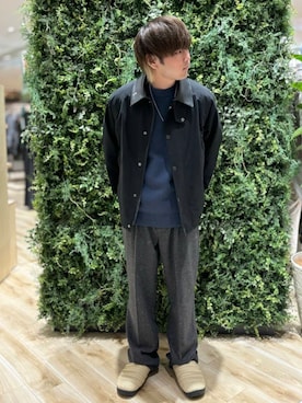 「URBAN RESEARCH DOORS（アーバンリサーチドアーズ）のウールブレンドネップワンタックパンツ（その他パンツ）」を使った、4yato Komatsubaraさん（メンズ・172cm）の秋コーディネート