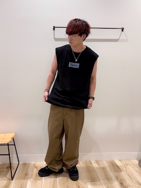 「アイテム（メガネ）」を使った、4yato Komatsubaraさん（メンズ・172cm）の夏コーディネート