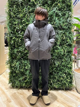 「アイテム（ダウンジャケット/コート）」を使った、4yato Komatsubaraさん（メンズ・172cm）の秋コーディネート