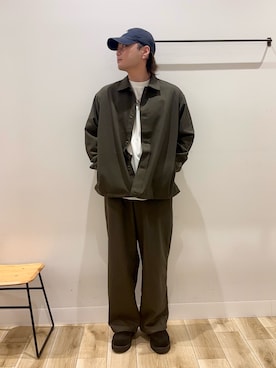 「URBAN RESEARCH DOORS(アーバンリサーチドアーズ)のジャガードチェック シャツジャケット(その他アウター、グリーン系)」を使った、4yato Komatsubaraさん(メンズ・172cm)の秋コーディネート
