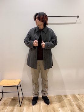 「アイテム（その他アウター、グレー系）」を使った、4yato Komatsubaraさん（メンズ・172cm）の冬コーディネート