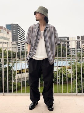 「バケットハット」｜4yato Komatsubaraさん（メンズ・172cm）の夏コーディネート