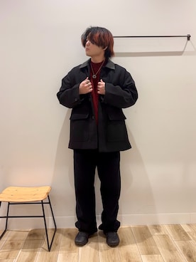 「アイテム（カバーオール）」を使った、4yato Komatsubaraさん（メンズ・172cm）の冬コーディネート