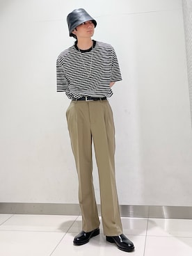 「SMELLY（スメリー）のアイテム（帽子）」を使った、4yato Komatsubaraさん（メンズ・172cm）の夏コーディネート