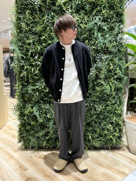 「URBAN RESEARCH DOORS（アーバンリサーチドアーズ）のウールブレンドネップワンタックパンツ（その他パンツ）」を使った、4yato Komatsubaraさん（メンズ・172cm）の秋コーディネート