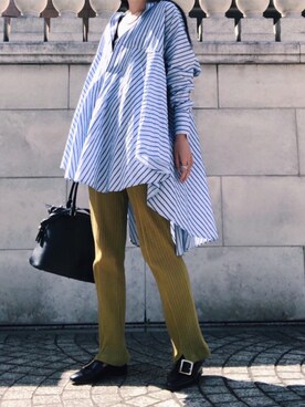 「Maison Margiela（メゾンマルジェラ）のMaison Margiela - 5AC ショルダーバッグ L - women - レザー - ワンサイズ（ショルダーバッグ、ブラック系）」を使った、waka__sanさん（レディース・162cm）の夏コーディネート