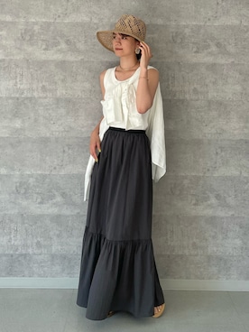 「Rougevif」｜「アイテム（帽子）」を使った、yunaさん（レディース・161cm）の夏コーディネート