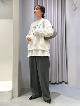 「Rougevif」｜「アイテム（スウェット）」を使った、yunaさん（レディース・161cm）の冬コーディネート