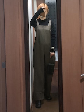「nugu」｜「アイテム（オールインワン・サロペット）」を使った、uさん（レディース・157cm）の冬コーディネート