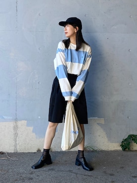 「スクエアトゥ」｜「アイテム（キャップ）」を使った、RIKAさん（レディース・168cm）の夏コーディネート